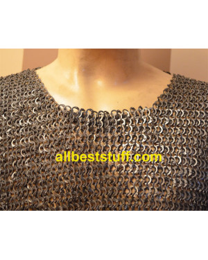 Sleeveless Chain Mail Hauberk for Chest Size 40 Flat Riveted Rings